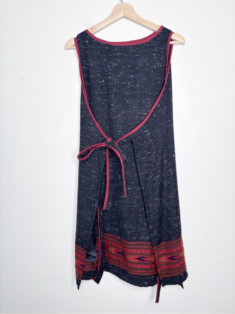 Orvana Naomi Wool Satin Lined Apron Style Wrap Dress OS EUC